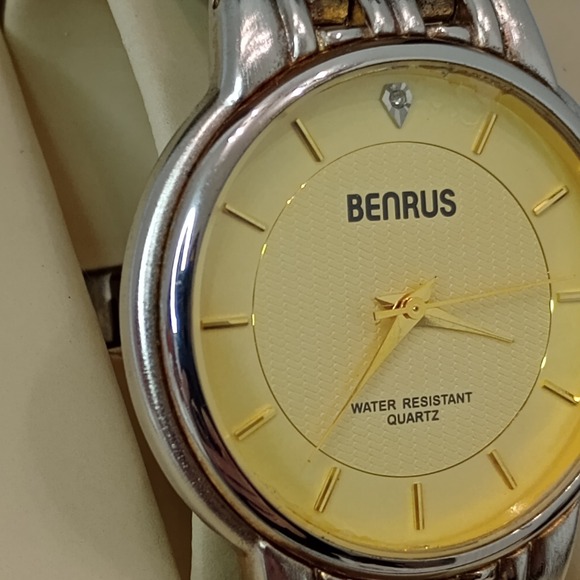 Benrus Men's Quartz Dress Watch Gold Dial 38mm w/ Box Vintage New Battery AS-IS - Picture 4 of 16